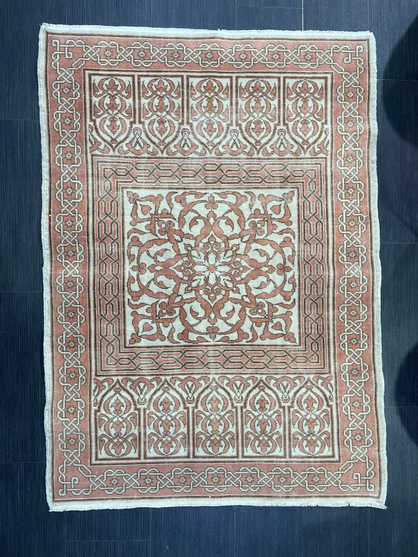 Antique Rug, Vintage 3.4 x 4.8 Rug, Turkish Wool Rug, Oushak Rug Fine Knotted Rug, Hand Knotted Rug, Persian Rug, Handmade Rug