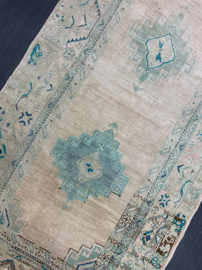 Muted Oushak Runner 4.7 x 11.5 Rug Turkish Runner Rug Faded Vintage Runner Rug Hallway Runner Rug Neutral Kitchen Runner Rug Wool Runner Rug